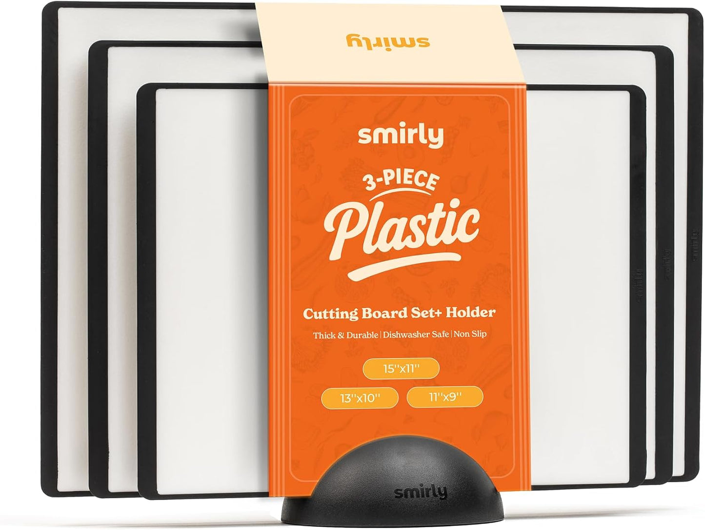 SMIRLY Plastic Cutting Board Set with Holder for Every Kitchen