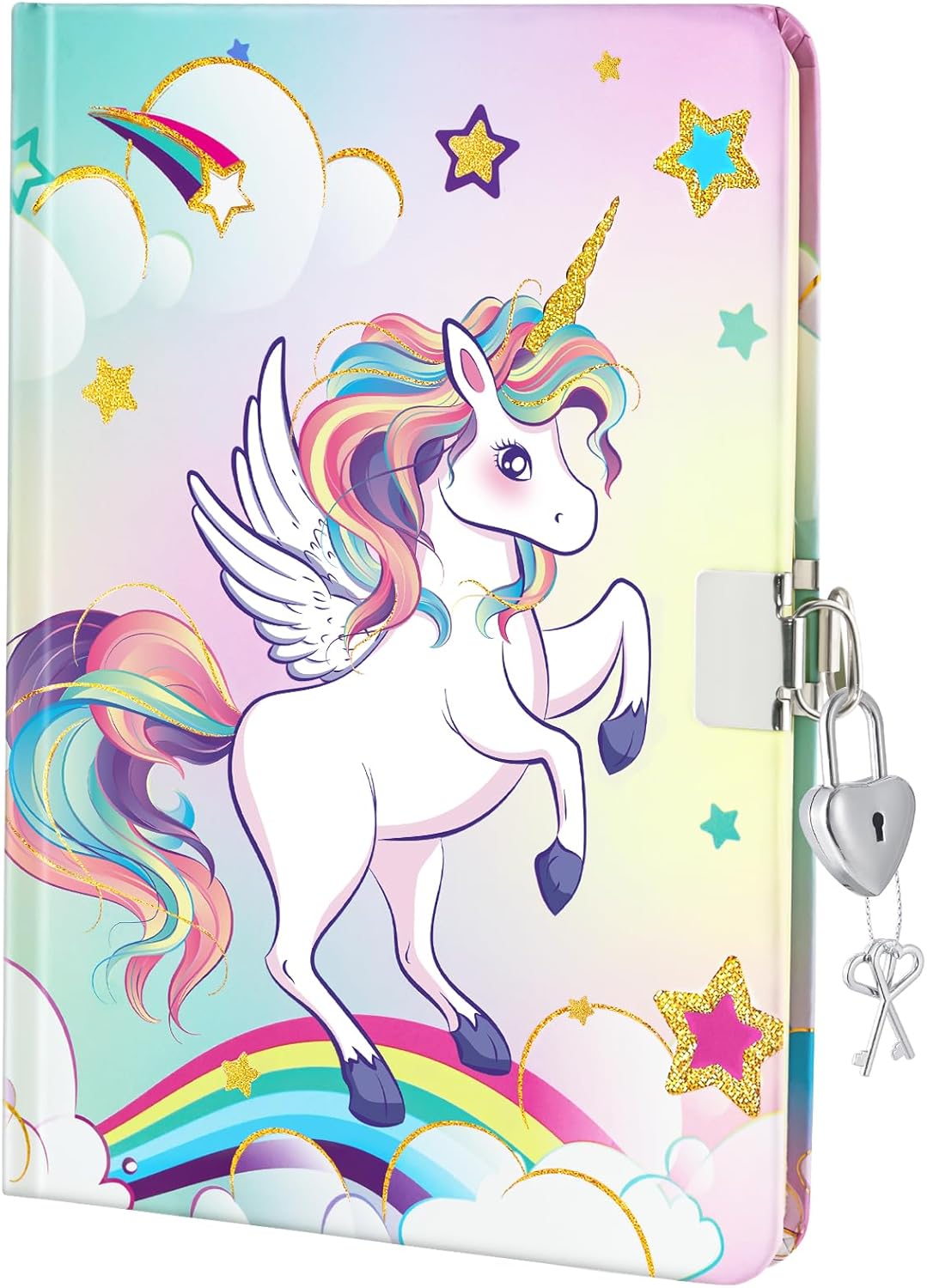 Unicorn Glitter Diary with Lock - WERNNSAI