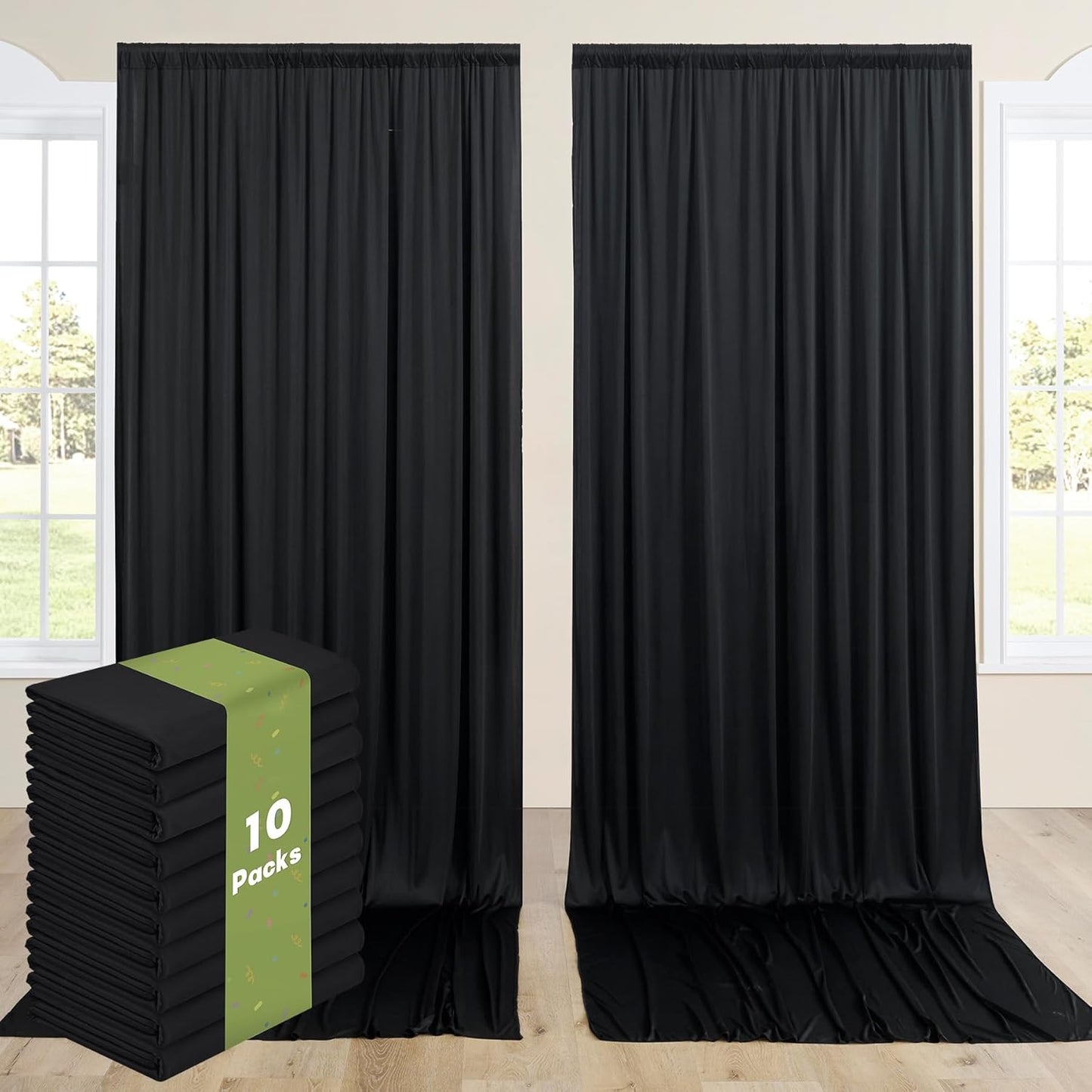 10 Panels 5x12ft Black Backdrop Curtains for Stunning Events