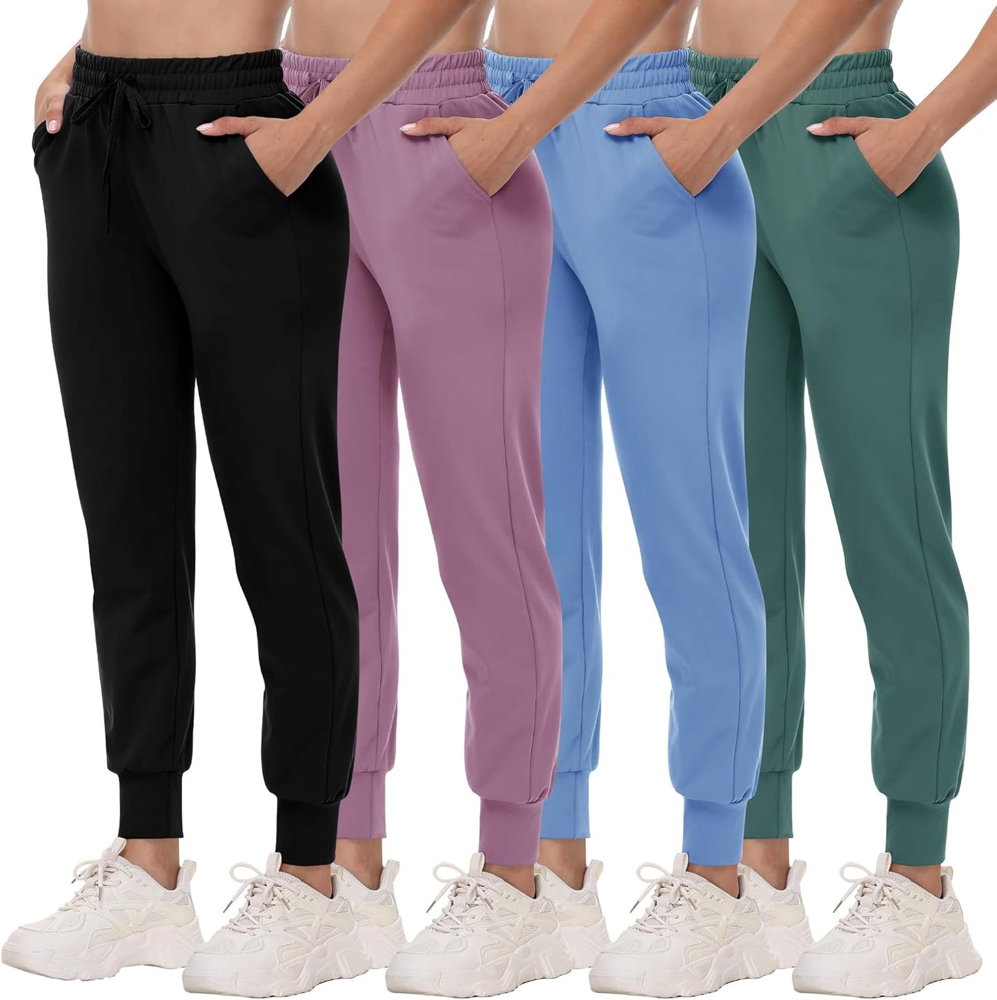 4 Pack Joggers for Women - Lightweight Comfy Yoga Pants