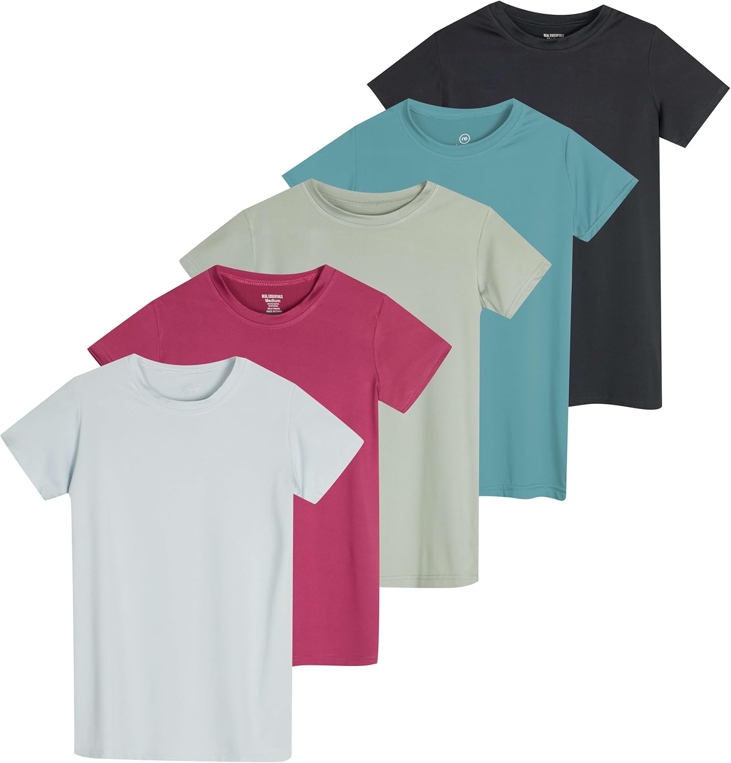 Girls Short Sleeve Dry-Fit Active T-Shirt 5 Pack for Comfort