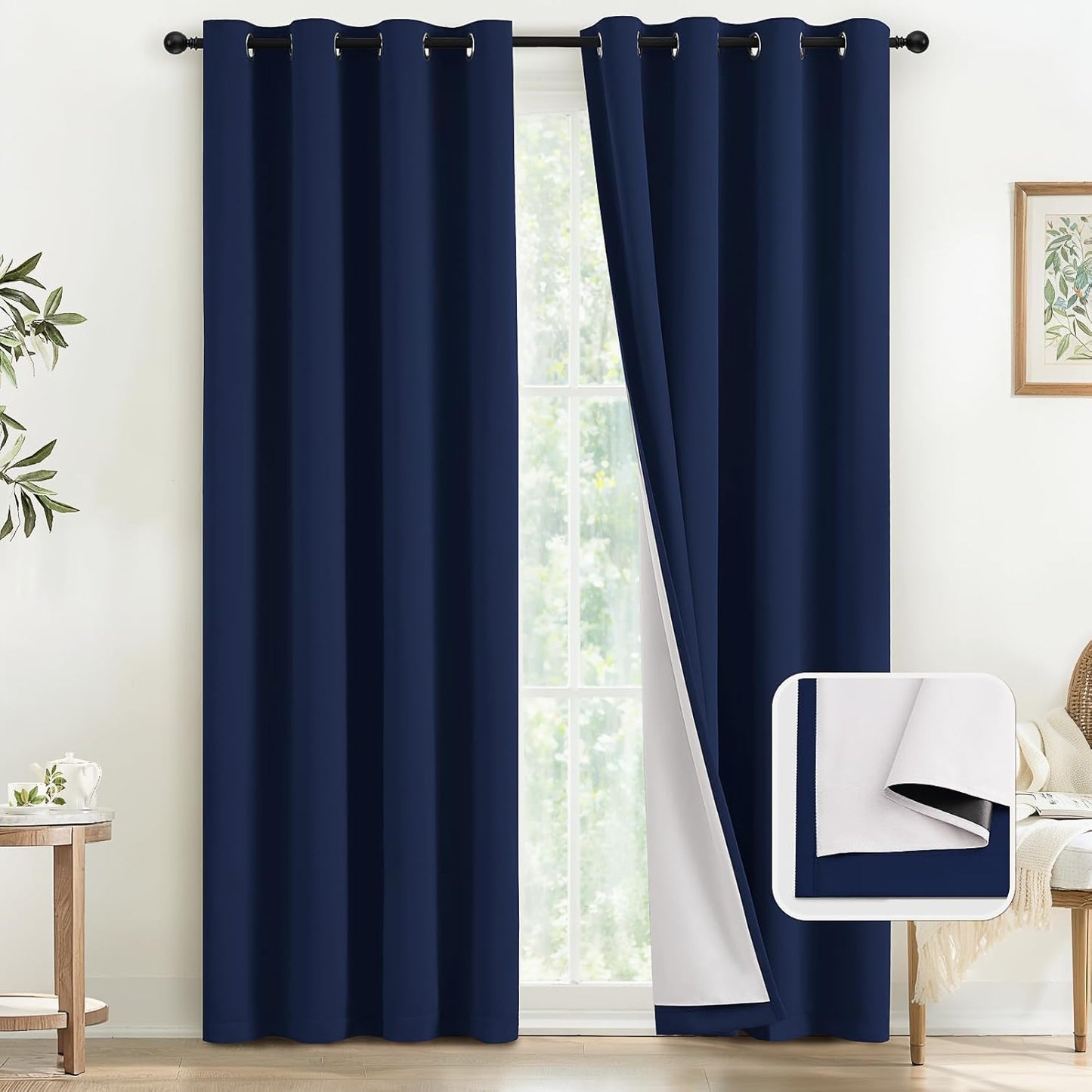 COSVIYA Navy Blue Blackout Curtains for Full Room Darkening