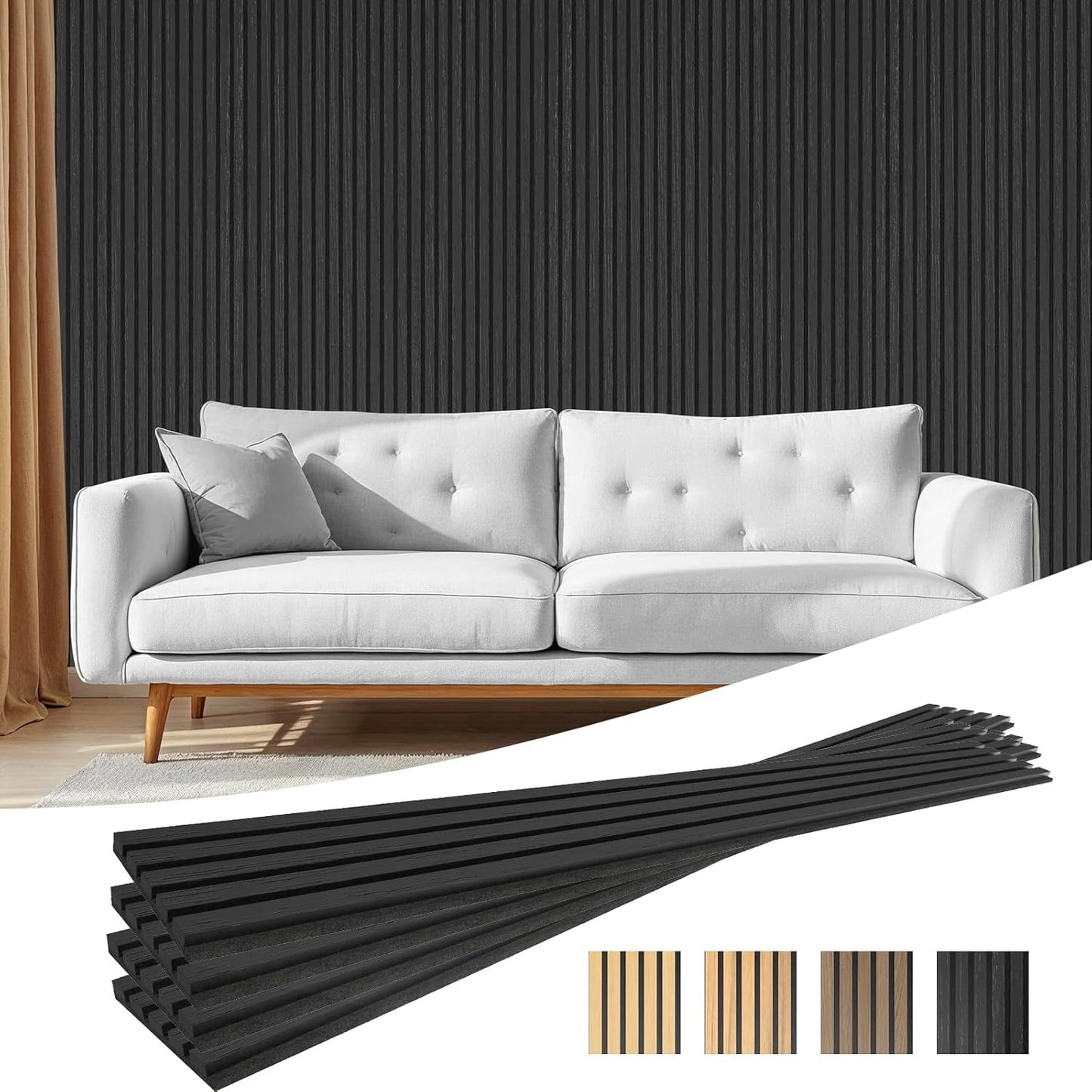 4-Piece Acoustic Wood Wall Panels for Soundproofing and Decor