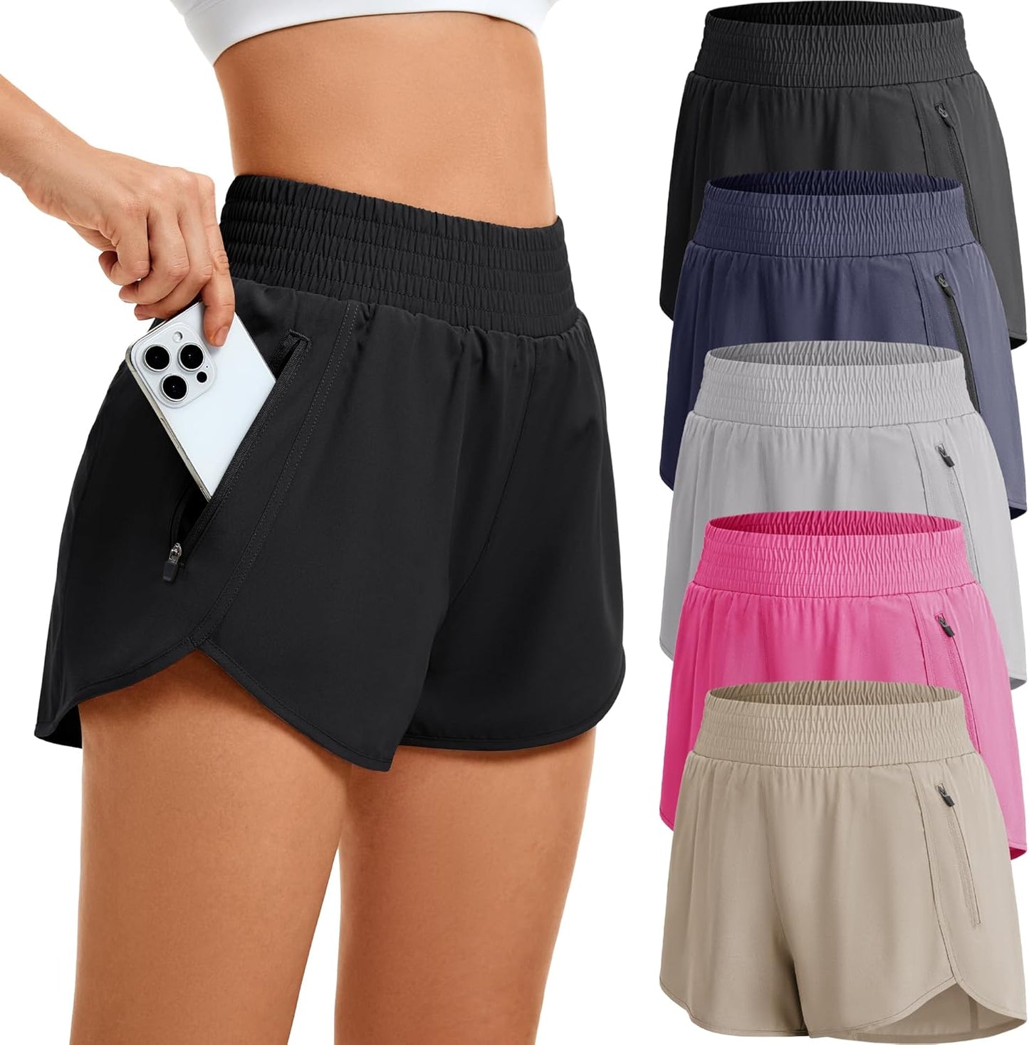 CE' CERDR Women's High Waisted Running Shorts with Pockets