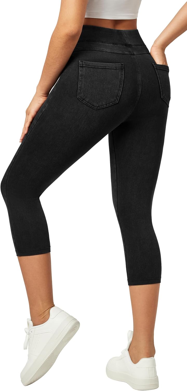 IUGA Jeggings for Women - Stretchy High Waisted Capri Jeans