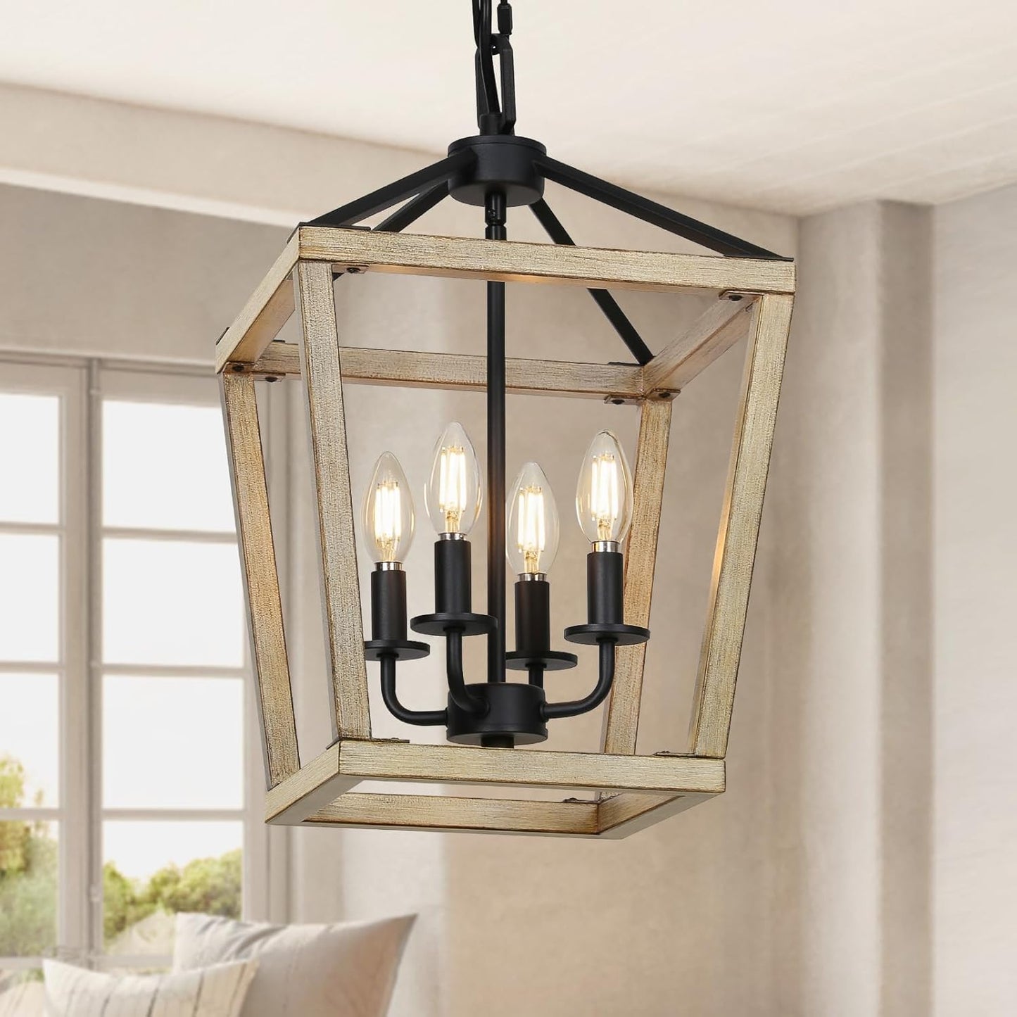 4 Light Chandelier Fixture for Farmhouse Style Home Decor