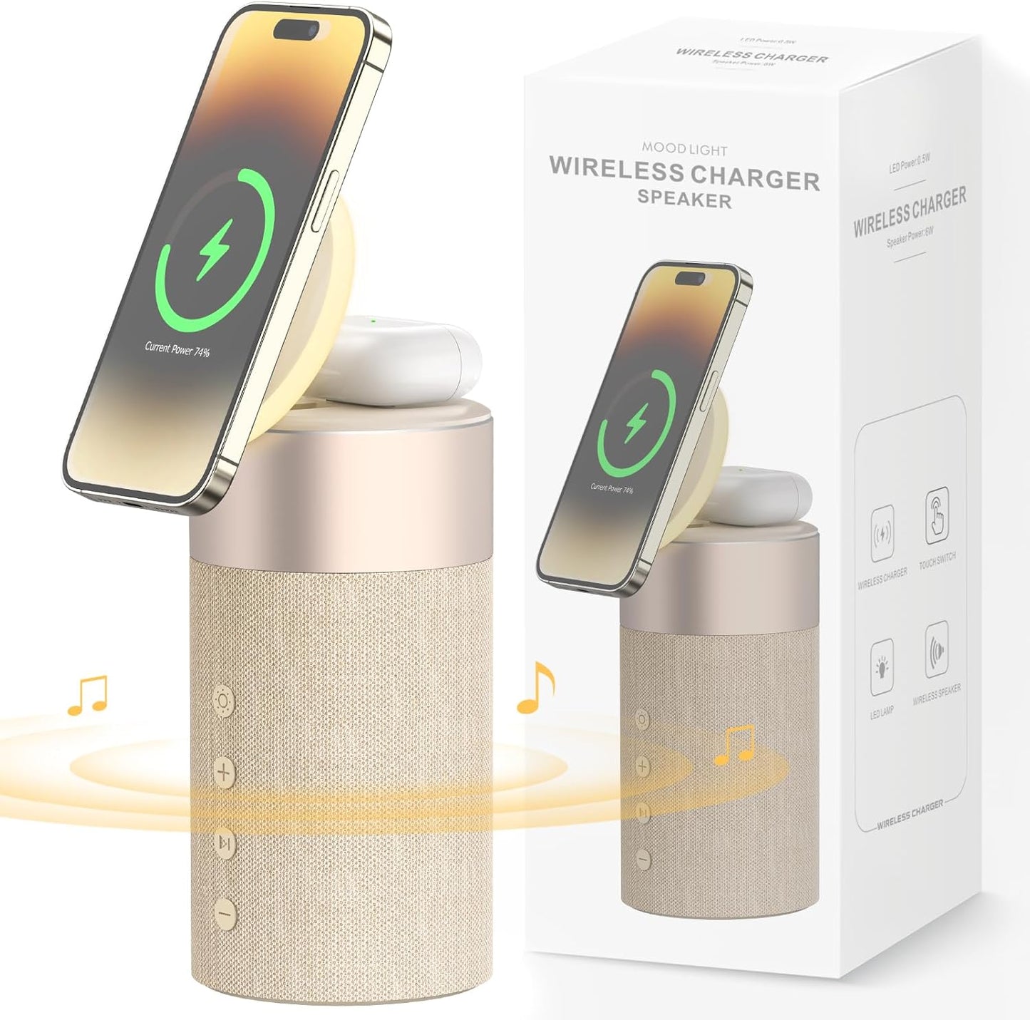COLSUR 2-in-1 Wireless Charger & Speaker