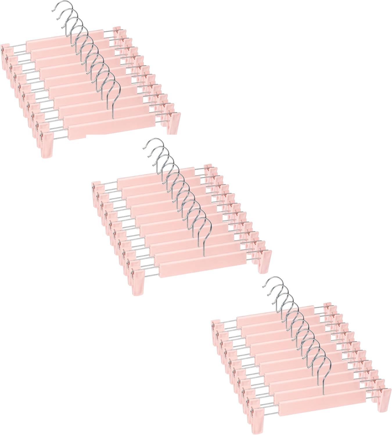 Skirt Hangers with Clips for Pants and Clothes - 30 Pack Pink