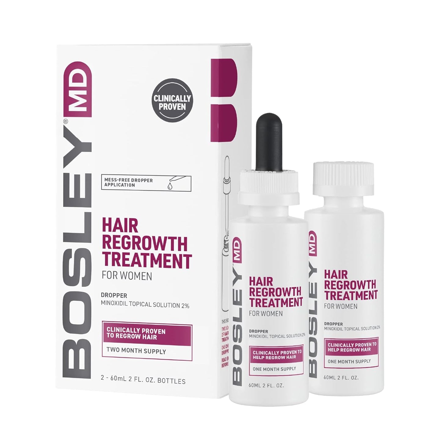 BosleyMD Hair Re-growth Treatment for Men and Women, 2%-5% Minoxidil