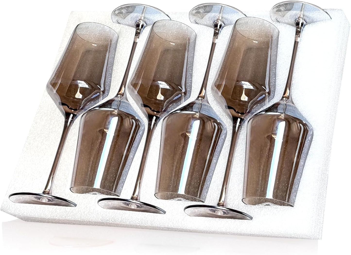 Smokey Gray Wine Glasses Set of 6 - Elegant Kitchen Accessories