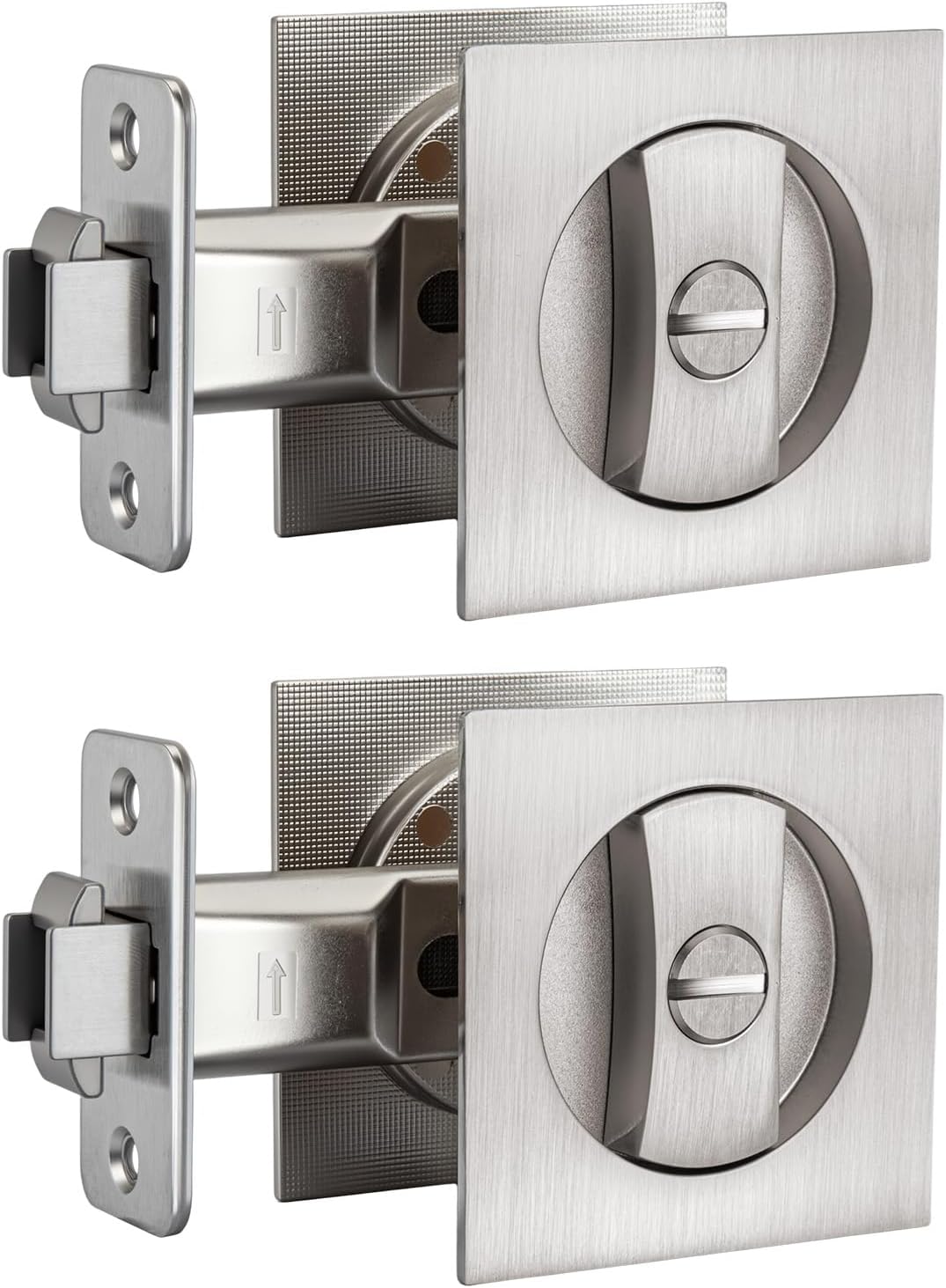 Brushed Nickel Pocket Door Lock for Privacy and Security Needs