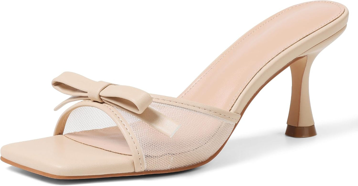 Womens Heeled Sandals Open Square Toe Kitten Heels for Style