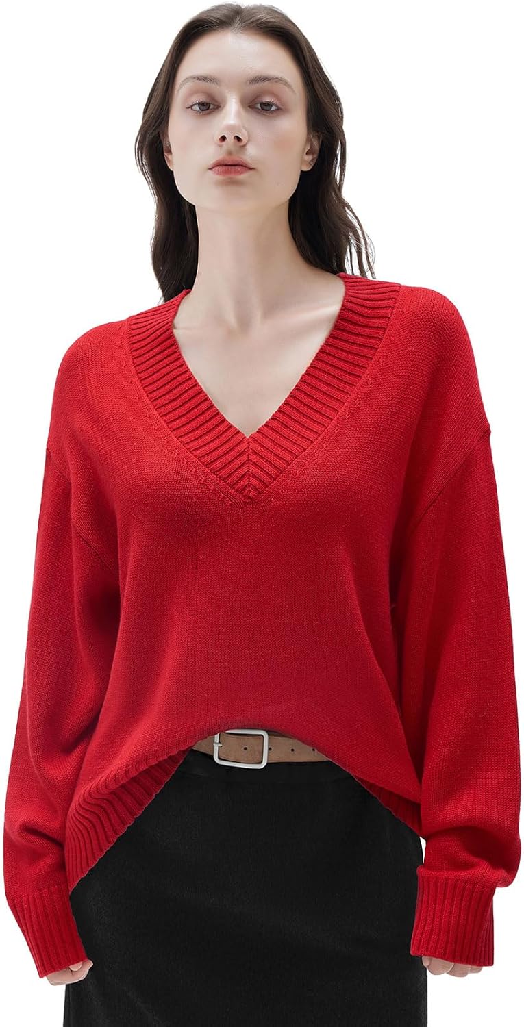 SUUKSESS Women Cashmere Oversized V Neck Pullover Sweater Review