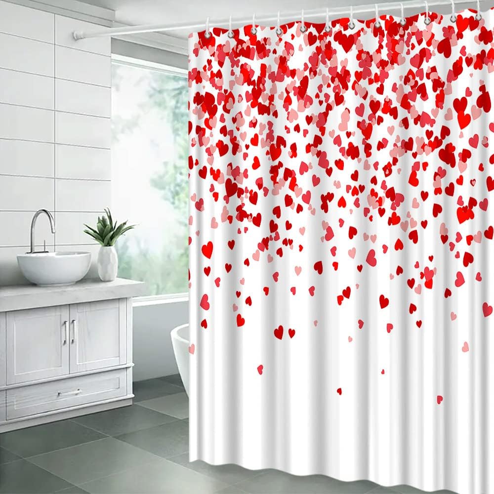 Romantic Red Heart Shower Curtain