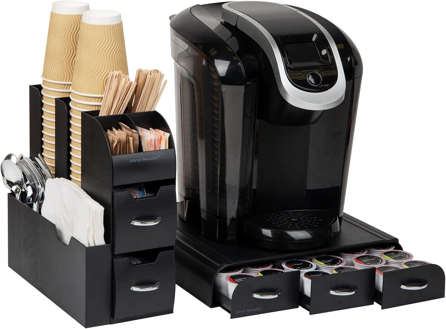 Mind Reader Coffee Pod Drawer and Condiment Set for Organizing