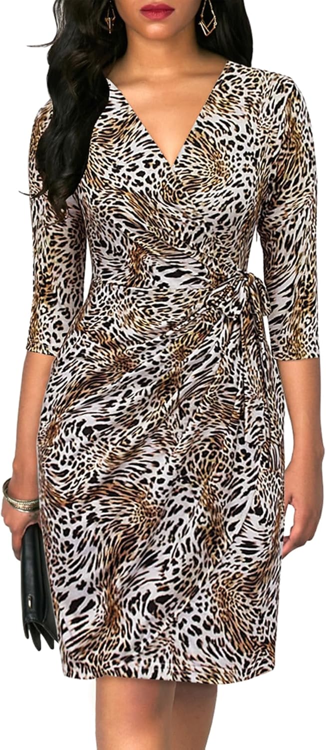 Berydress Women's Classic 3/4 Sleeve V Neck Sheath Dress Review