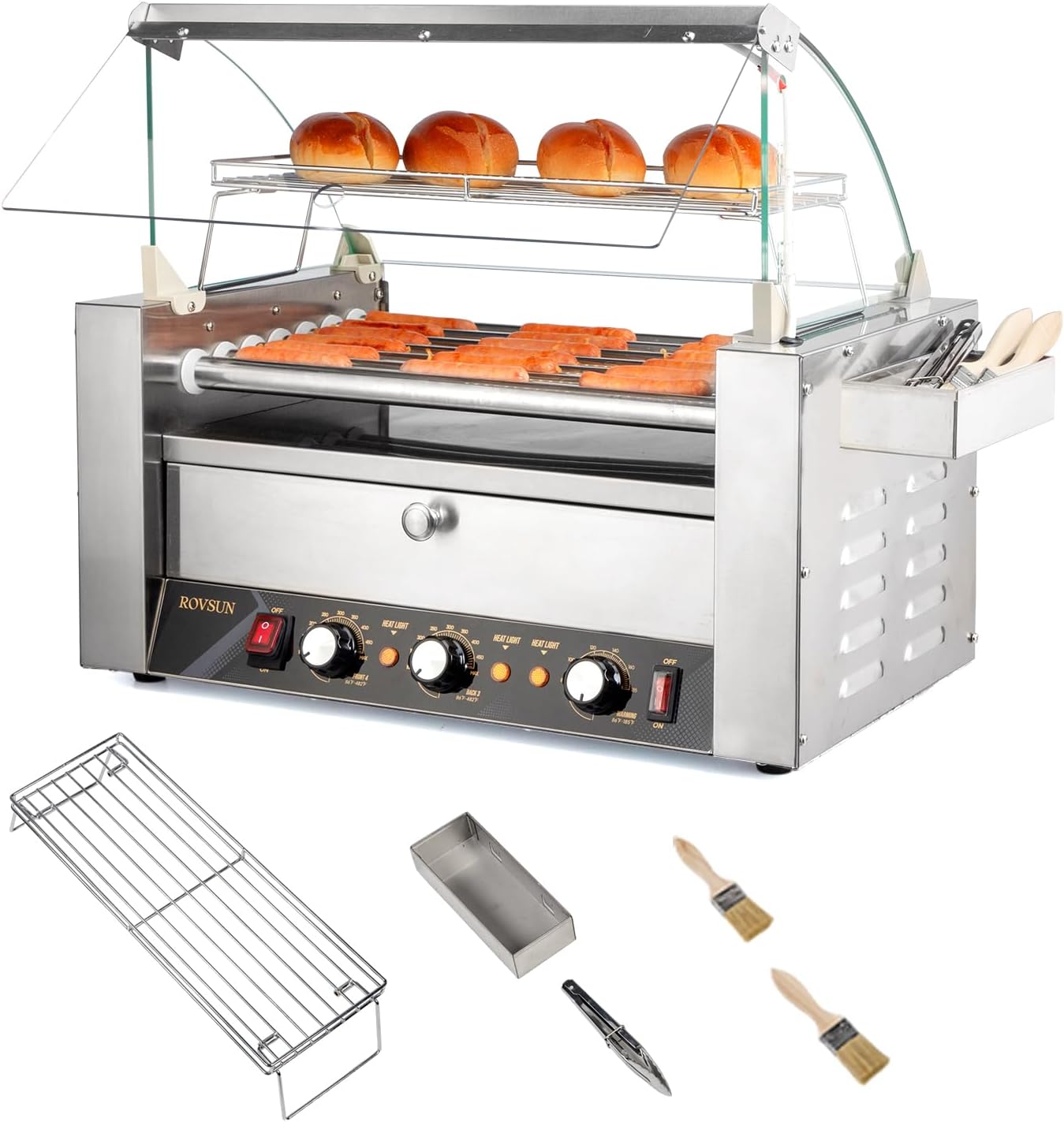 ROVSUN Hot Dog Roller Warmer with 7 Rollers for Parties