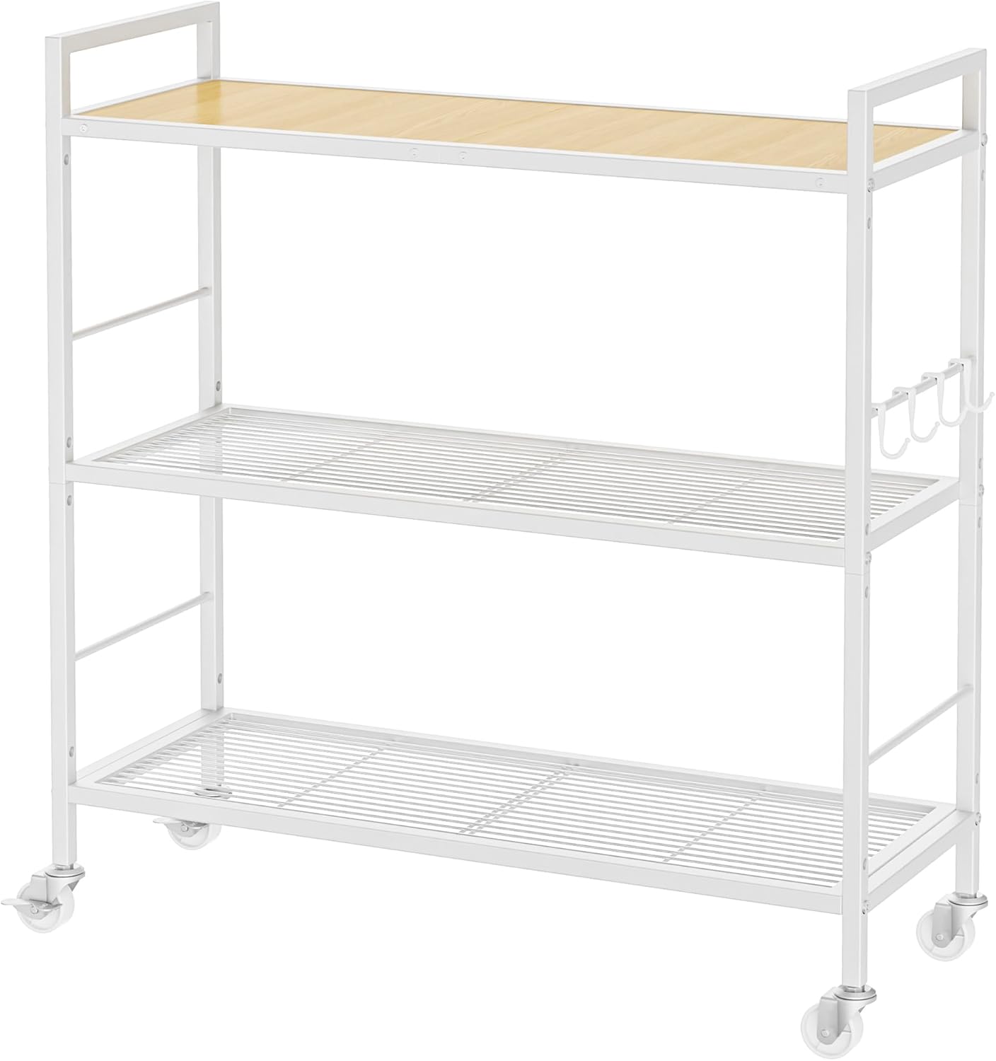 3-Tier Metal Storage Rack with Wheels for Kitchen and Laundry