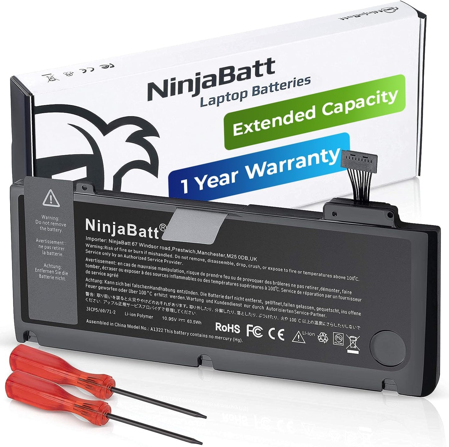 NinjaBatt Battery A1278 A1322 for MacBook Pro 13in Models