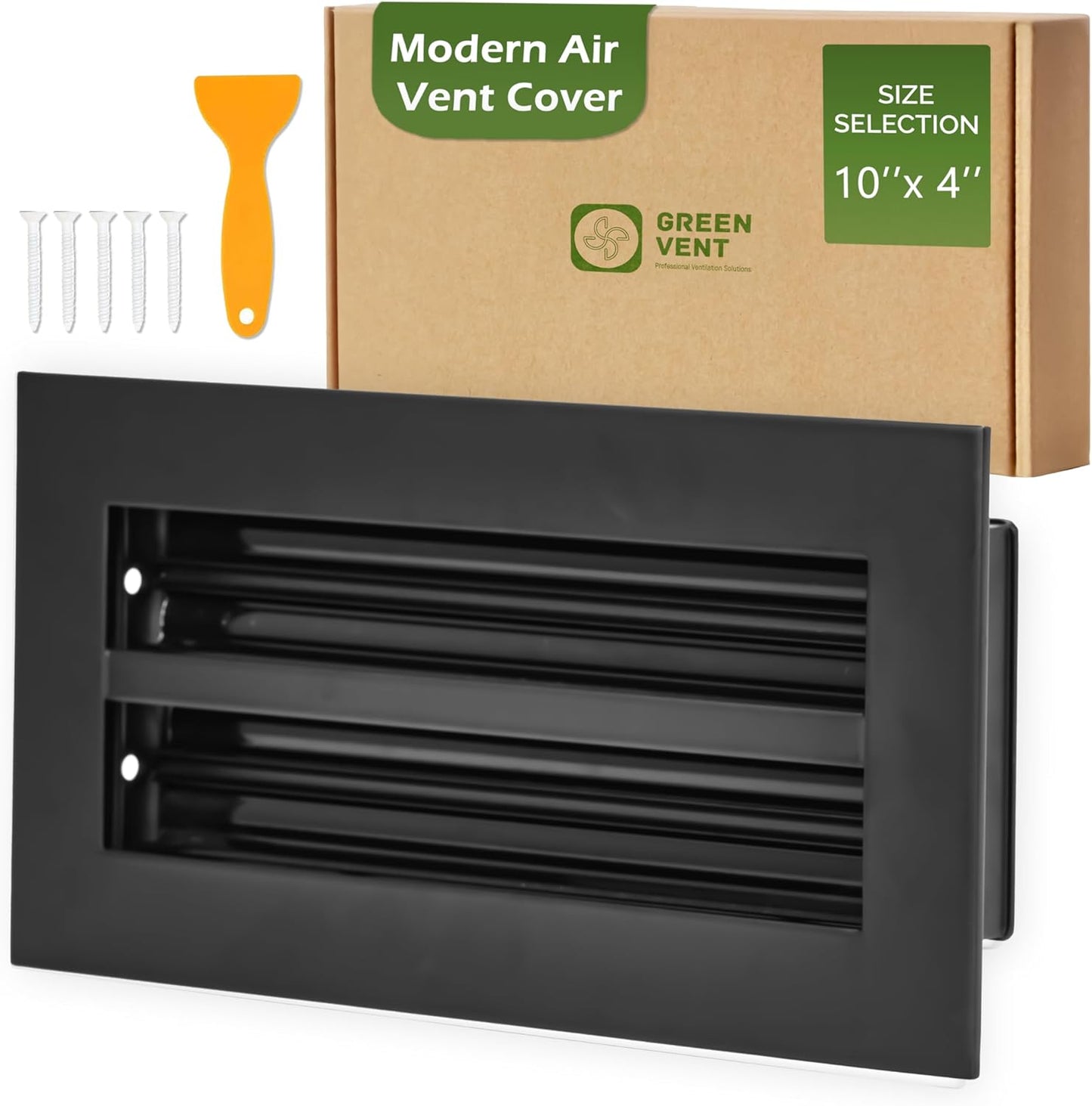 Black Vent Cover 10x4 - Decorative Aluminum Air Vent Cover