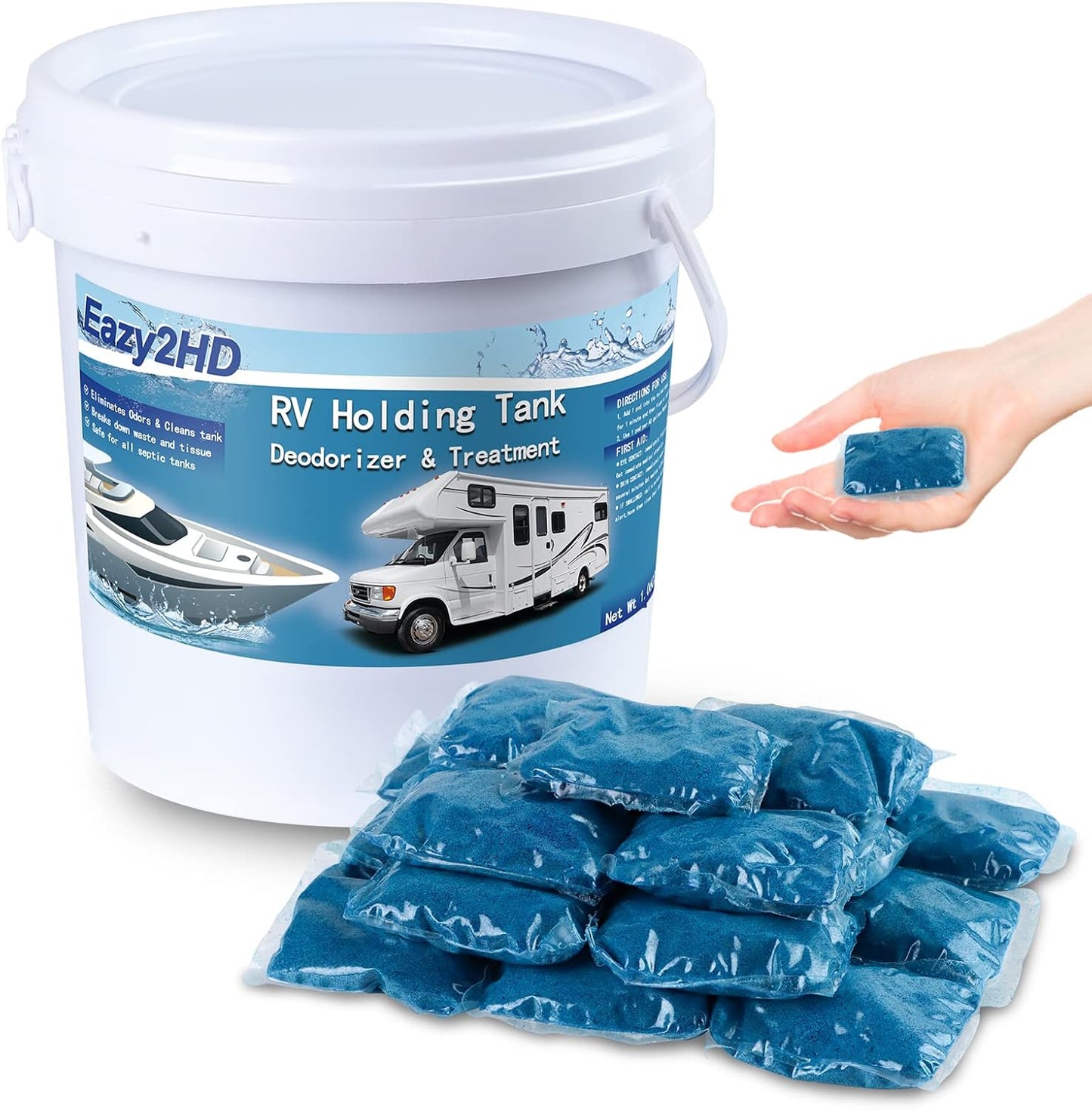 Eazy2hD RV Toilet Treatment for Black Tank Deodorizer 50 Pack