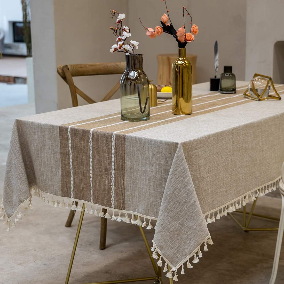 TEWENE Tablecloth for Dining, Rectangle Cotton Linen Cover