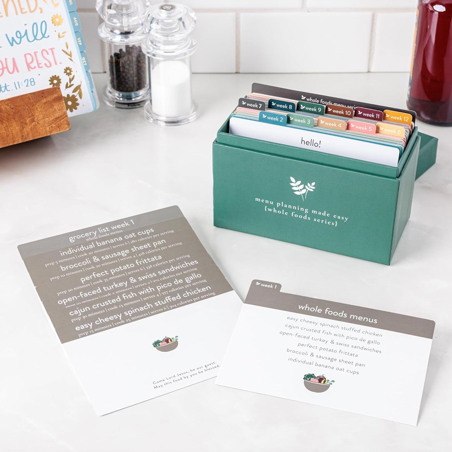 Meal Planner with 72 Recipe Cards for Easy Weekly Menus