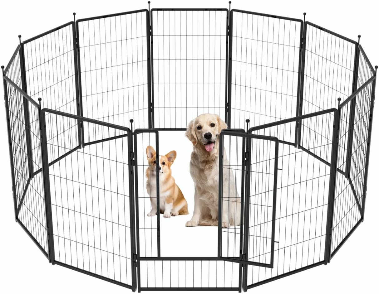 Dog Playpen 42 Inch Heavy-Duty Metal Pet Fence for Safety