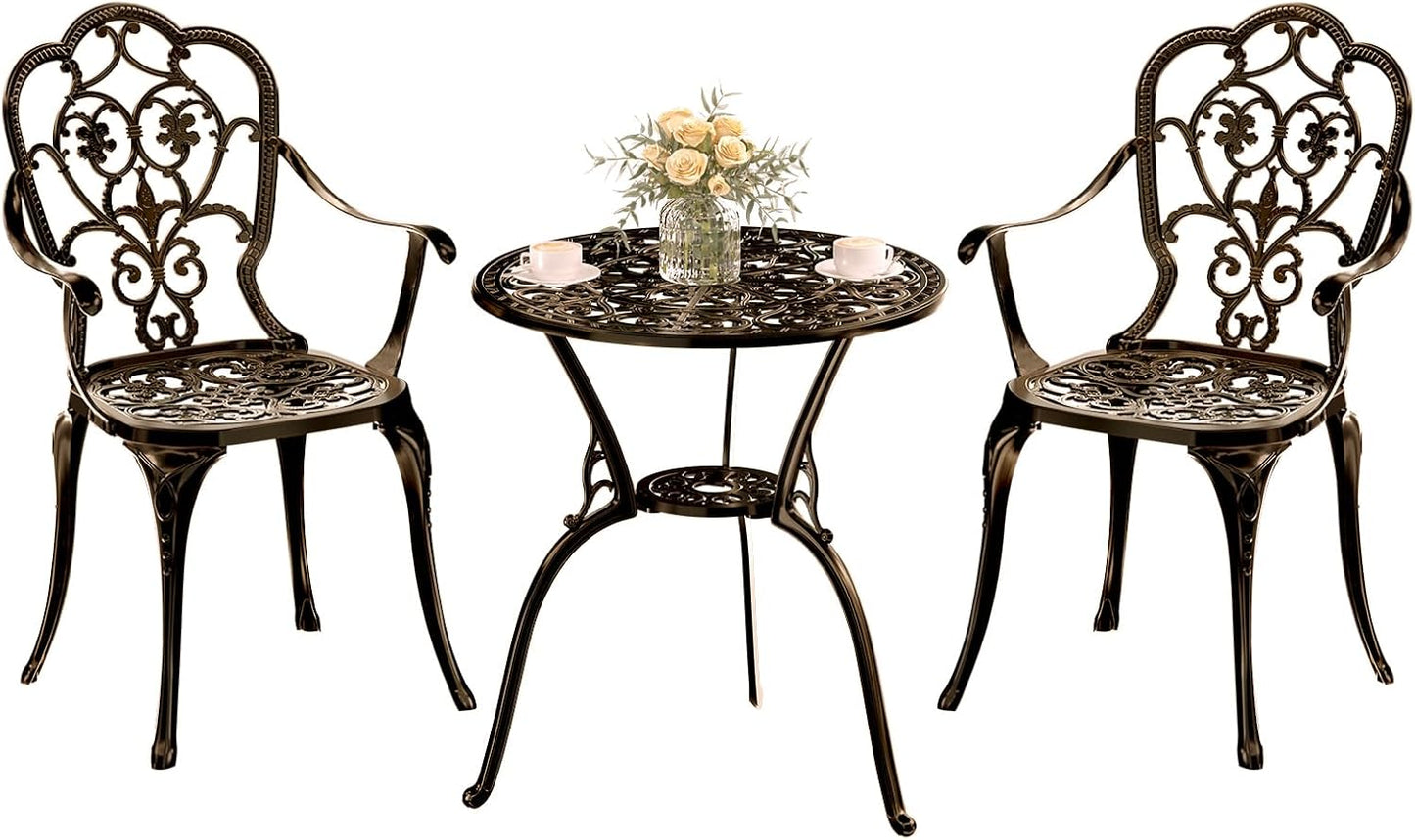 Patio Bistro Set of 2, Durable Cast Aluminum Outdoor Furniture
