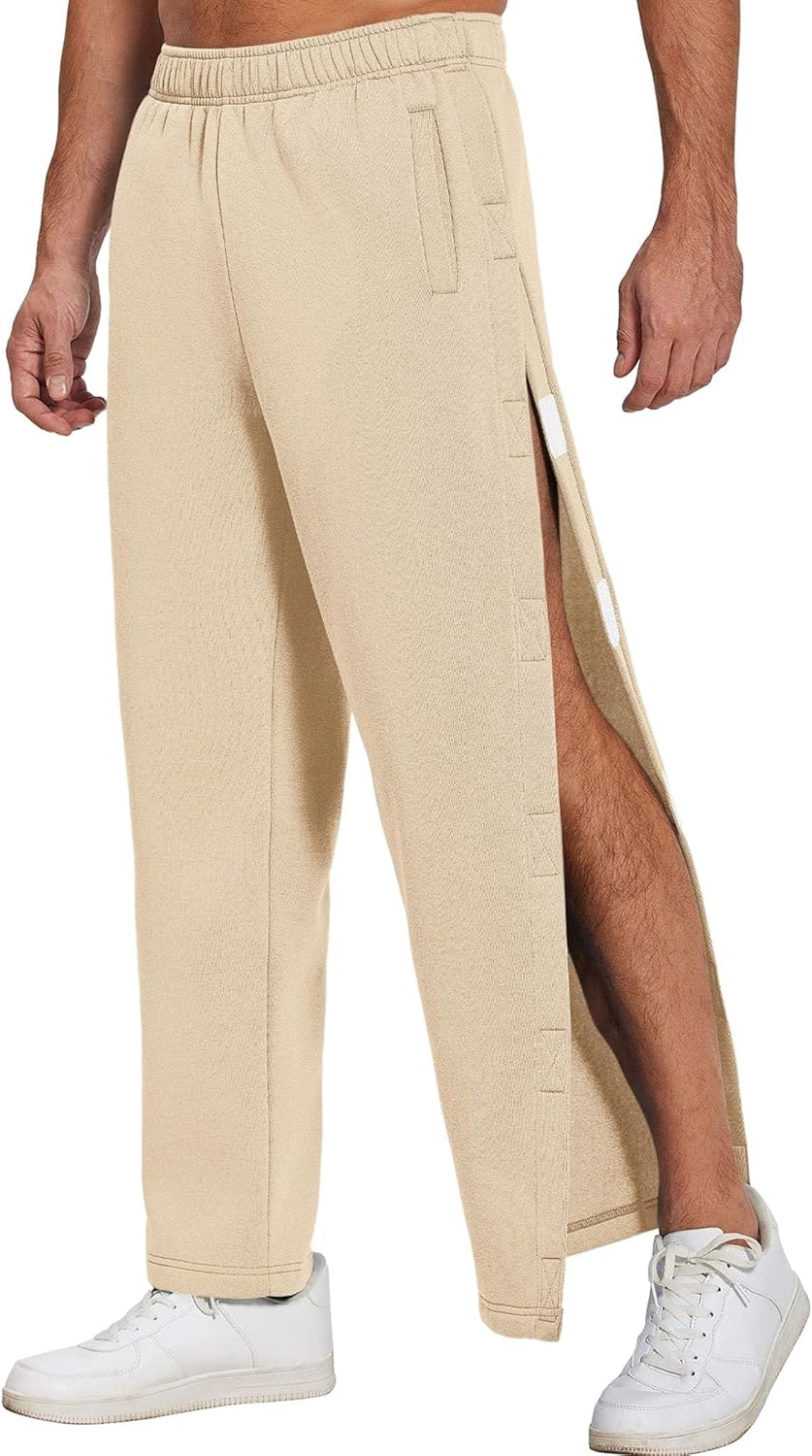 Deyeek Mens Fleece Tear Away Pants for Post Surgery Recovery