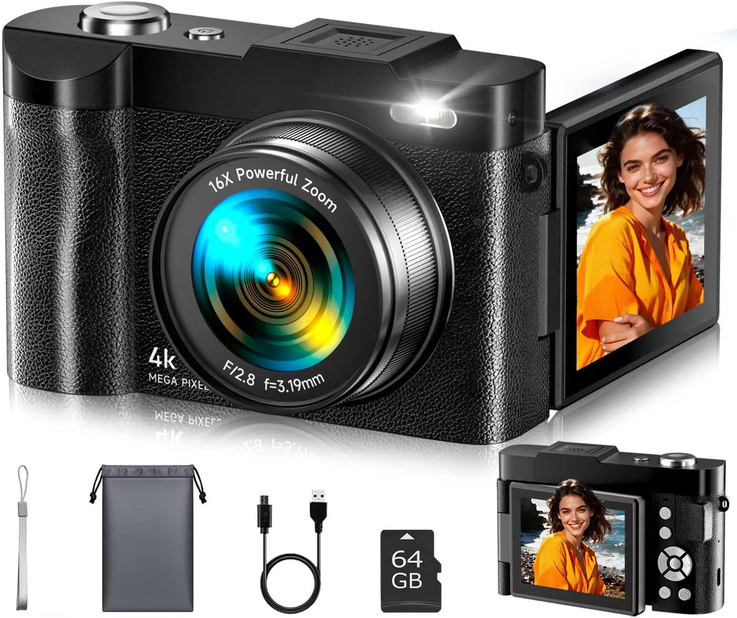 4K Digital Camera for Photography - Compact Vlogging Camera
