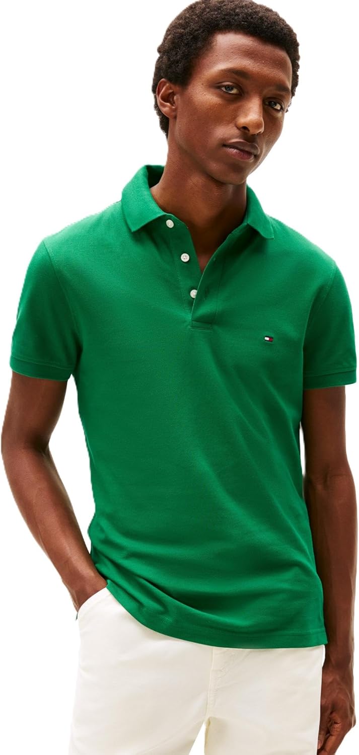 Tommy Hilfiger Men's Slim Fit Polo Shirts with Organic Cotton