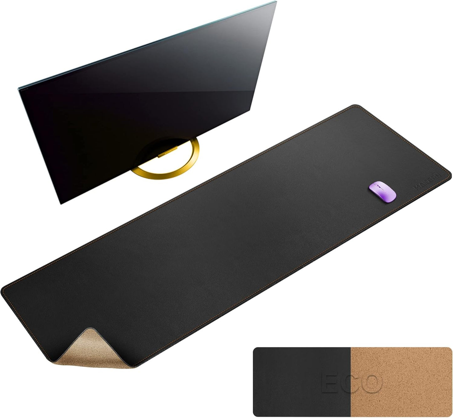 Large Dual-Sided Cork & Leather Desk Pad - Gaming & Office Protector