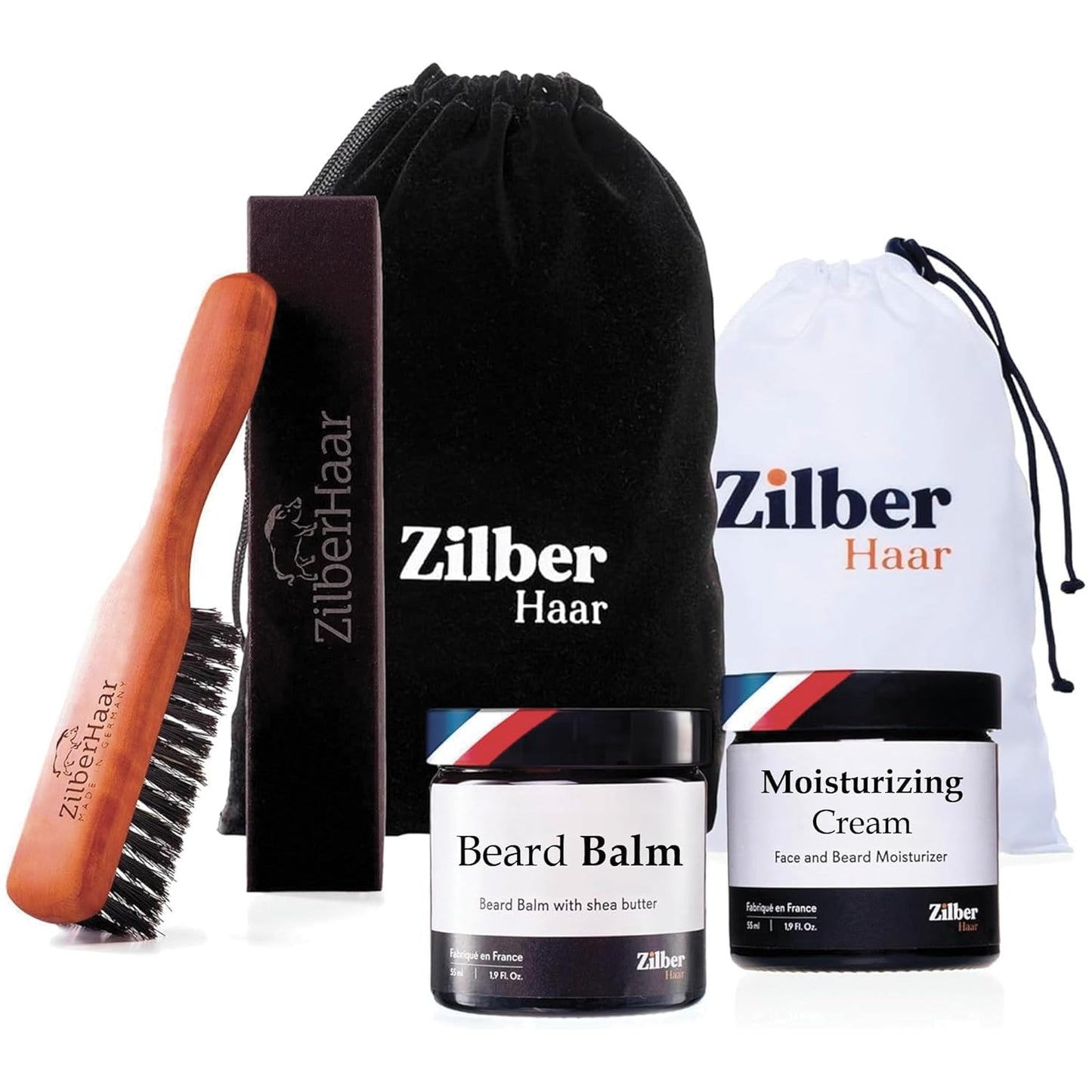 Beard Care Kit for Men - Brush, Balm, Cream & Bib Included