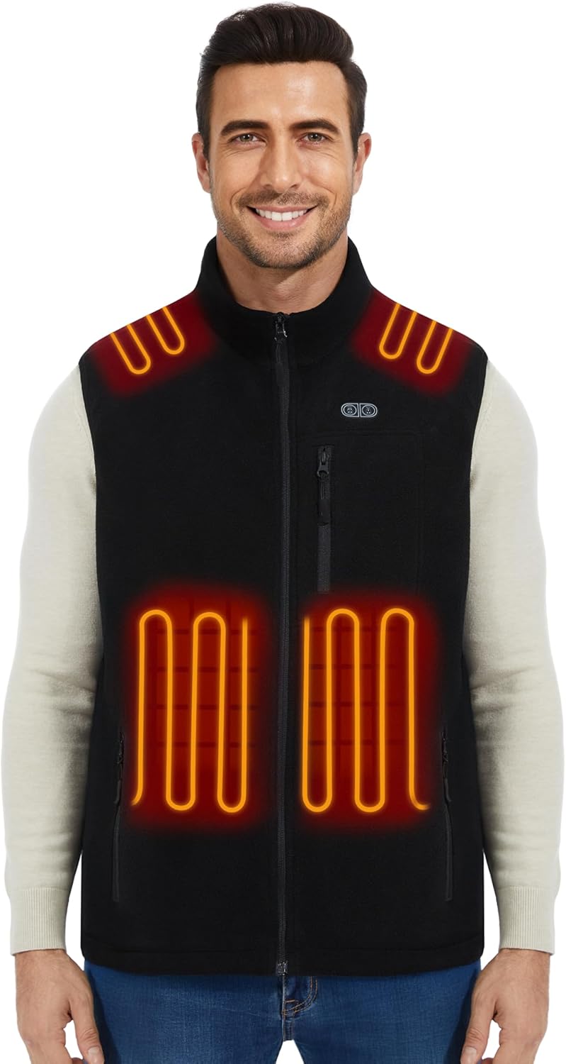 Professional Men's Fleece Heated Vest with 20000mAh Battery