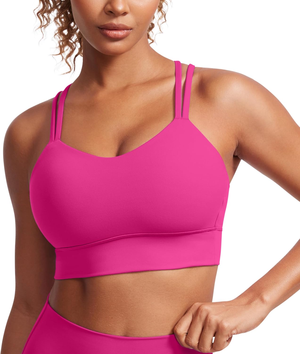 CRZ YOGA Softness Mold Womens Butterluxe Strappy Longline Sports Bra