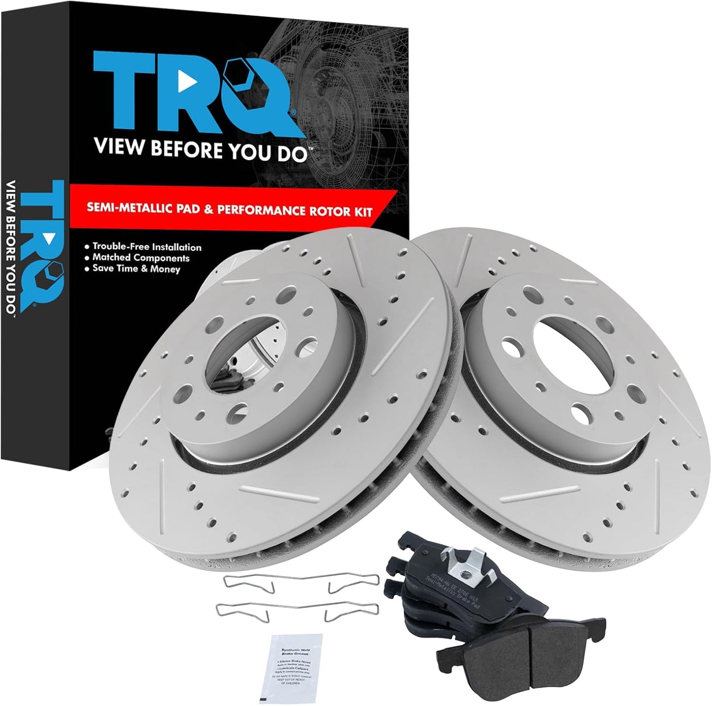 TRQ Front Performance Brake Pad & Rotor Kit for Volvo Vehicles
