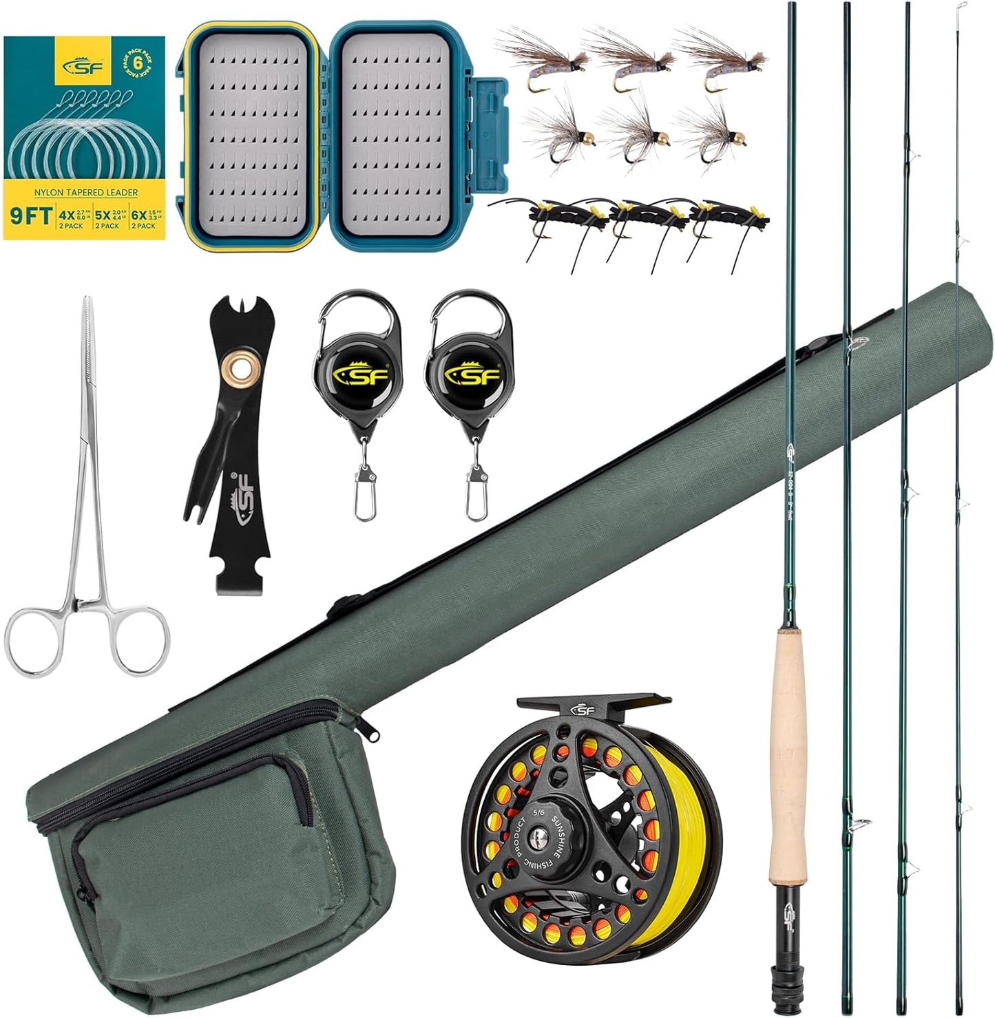 SF Green Jade Fly Rod Combo: 24T Carbon Fiber Trout Travel Kit