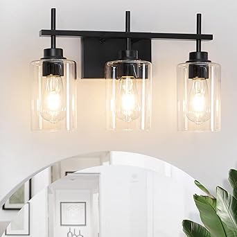 Matte Black Bathroom Vanity Light with 3 Adjustable Fixtures