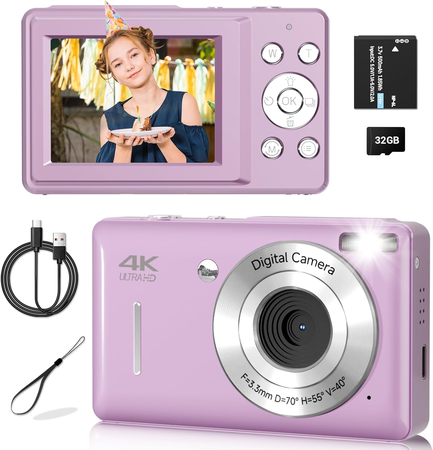 Compact Kids Camera w/ 16X Zoom & Smile Capture