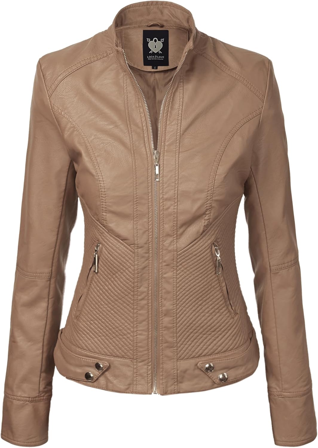 Lock and Love Women's Faux Leather Moto Biker Jacket with Hood