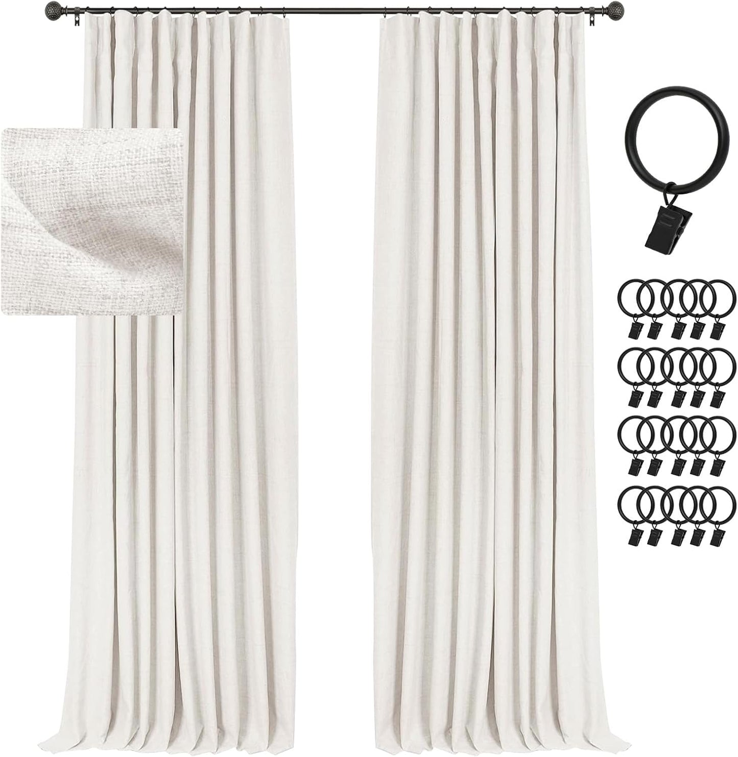 INOVADAY Beige Blackout Curtains - 100% Light Block, 84 Long