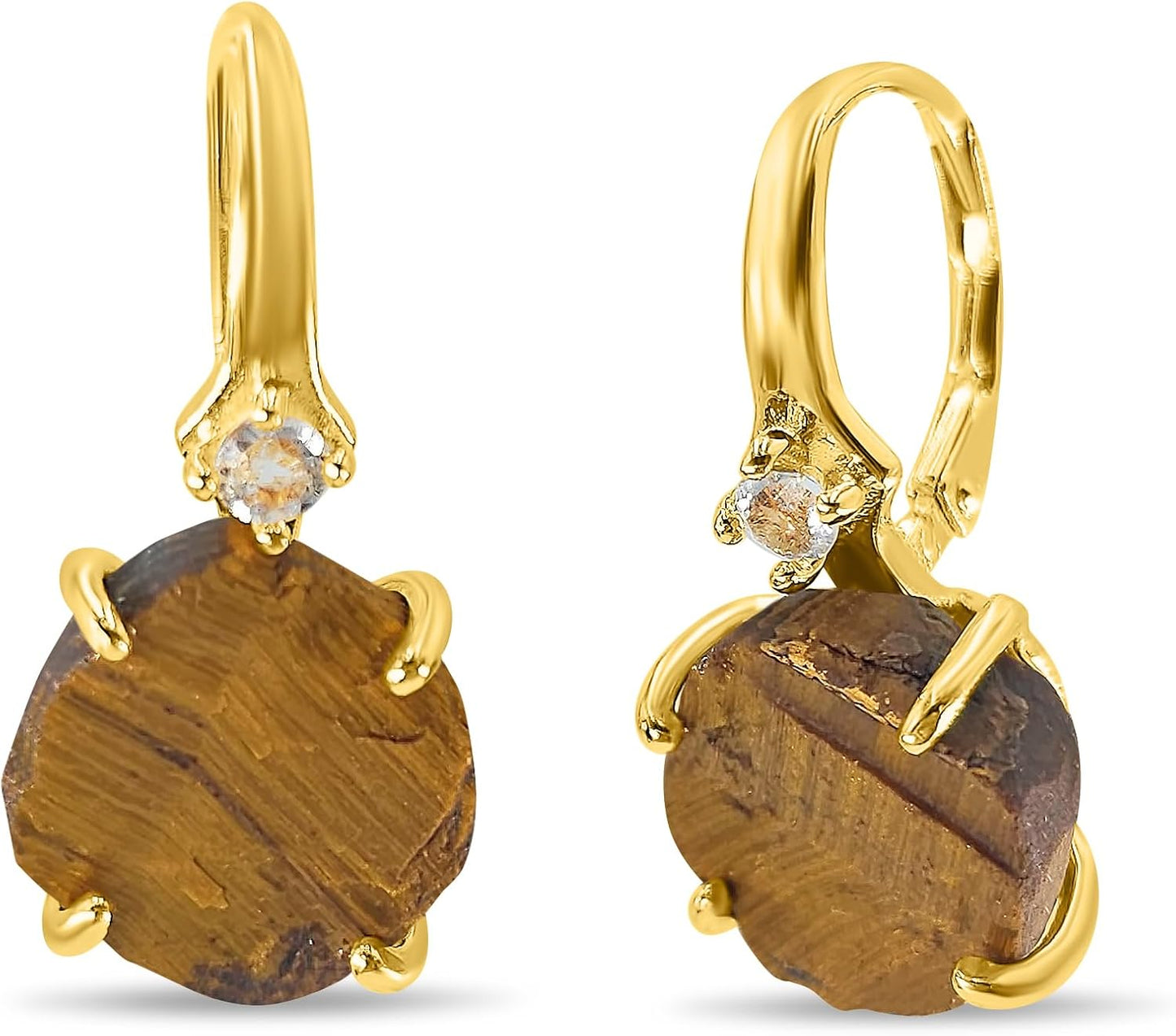 Real Raw Crystal Drop Earrings with Gold for Birthstone Gifts