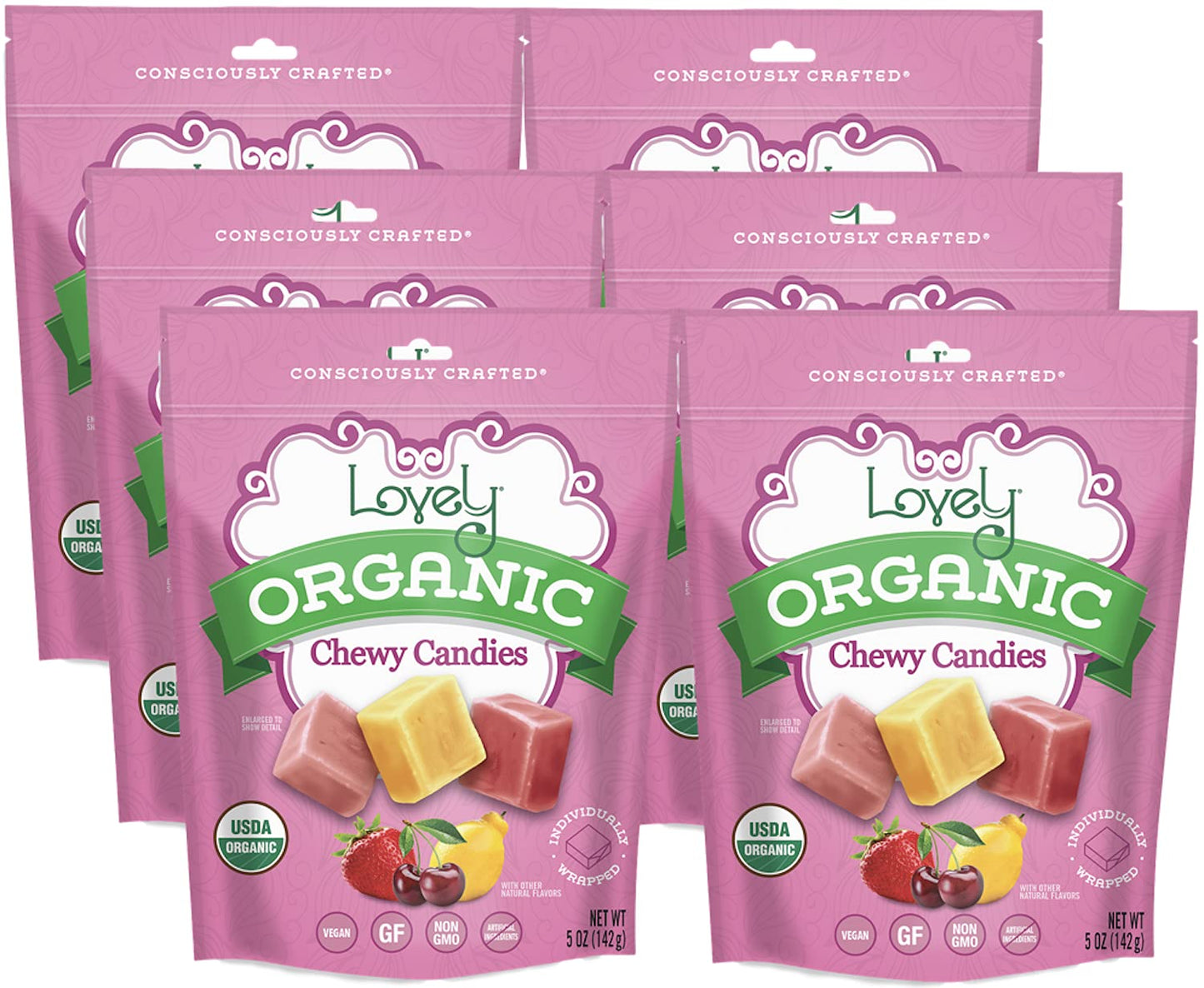 Organic Chewy Candies 5oz Bag - Vegan, Gluten Free Treats