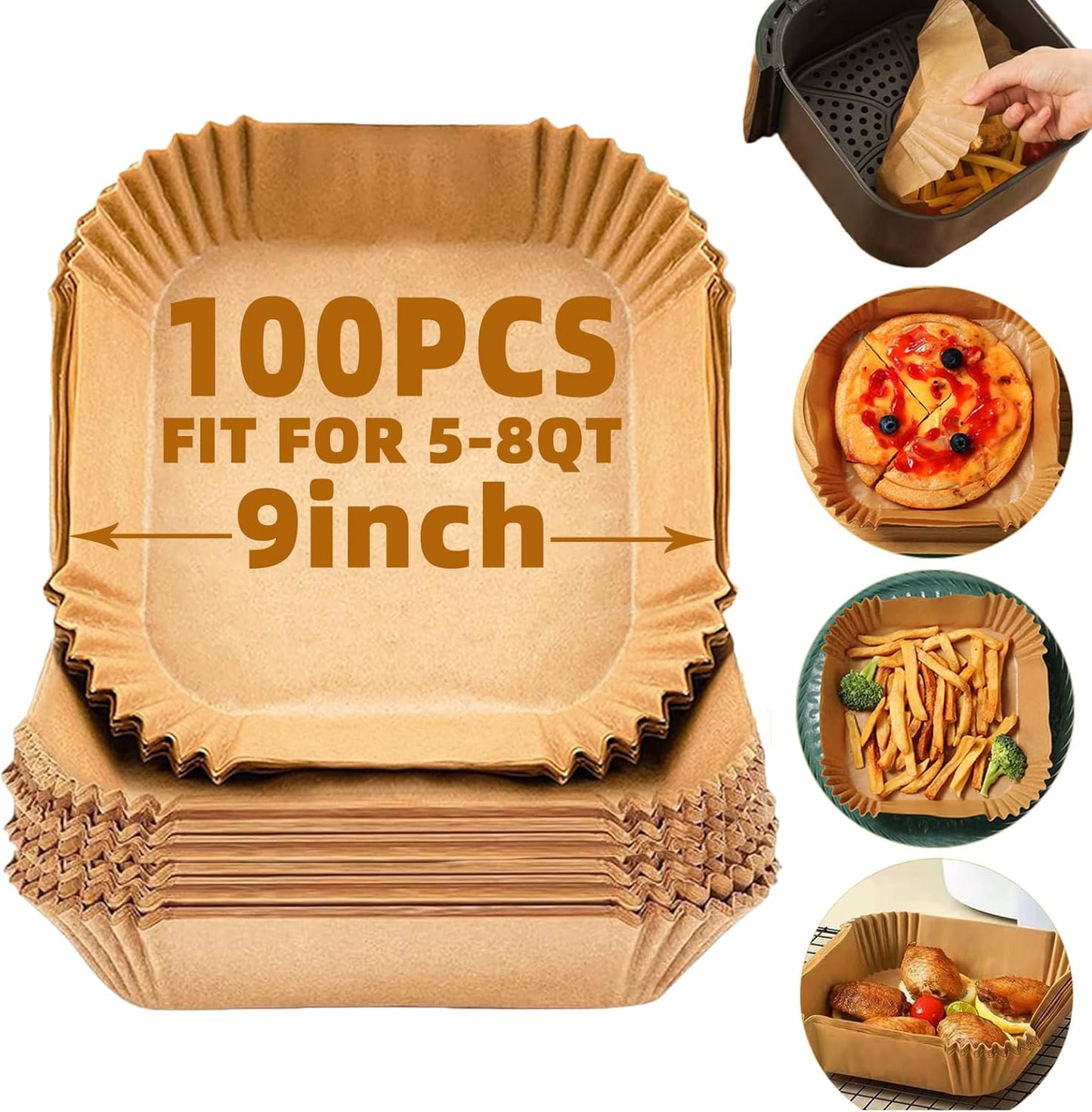 Disposable Air Fryer Liners for 5-8QT - 100Pcs