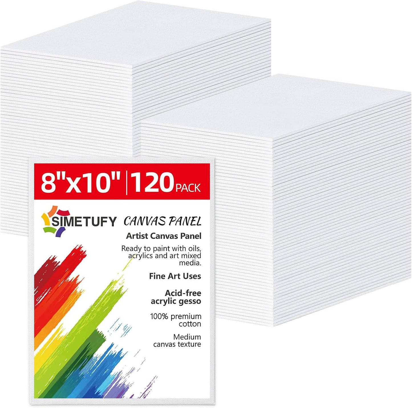 Simetufy Canvas Boards for Painting 8x10 - 120 Pack Value