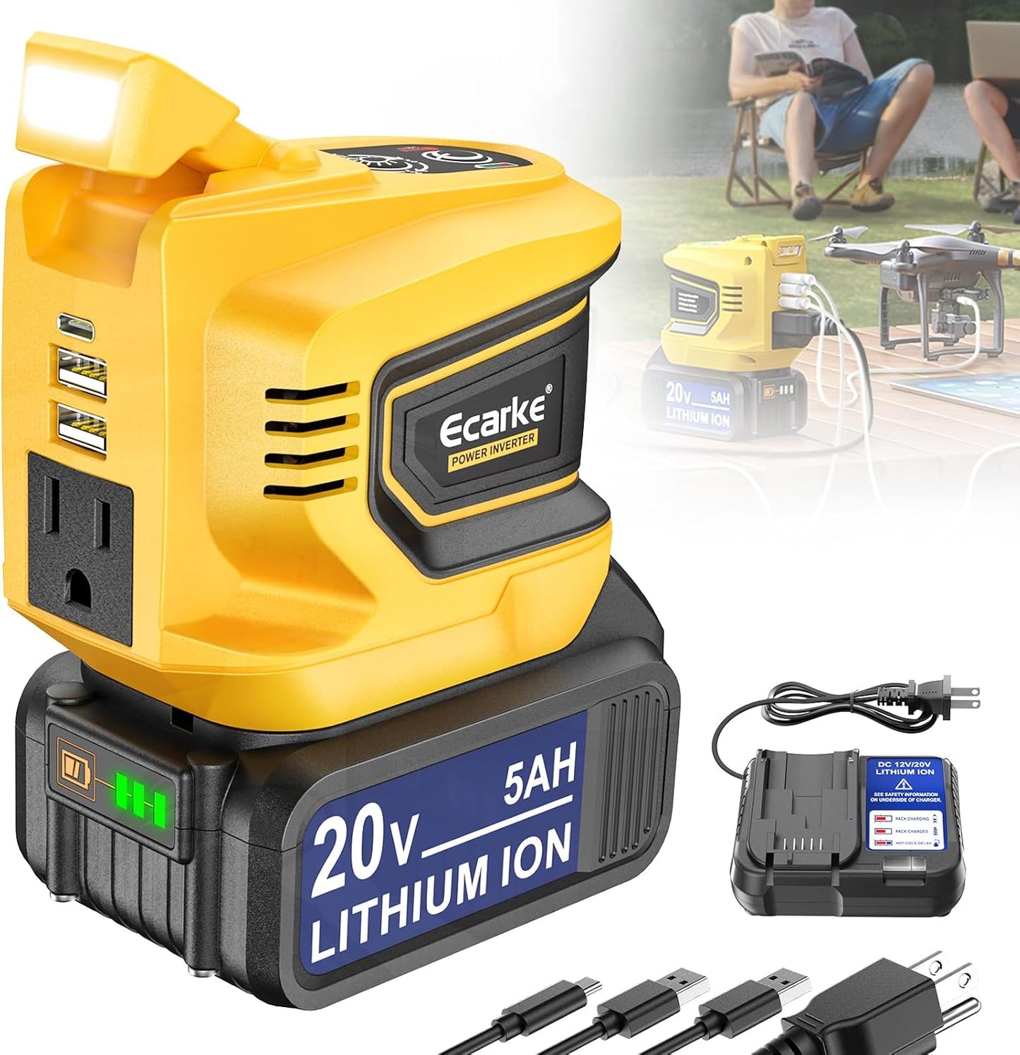 Portable Power Inverter Kit for DeWALT 20V - Ecarke
