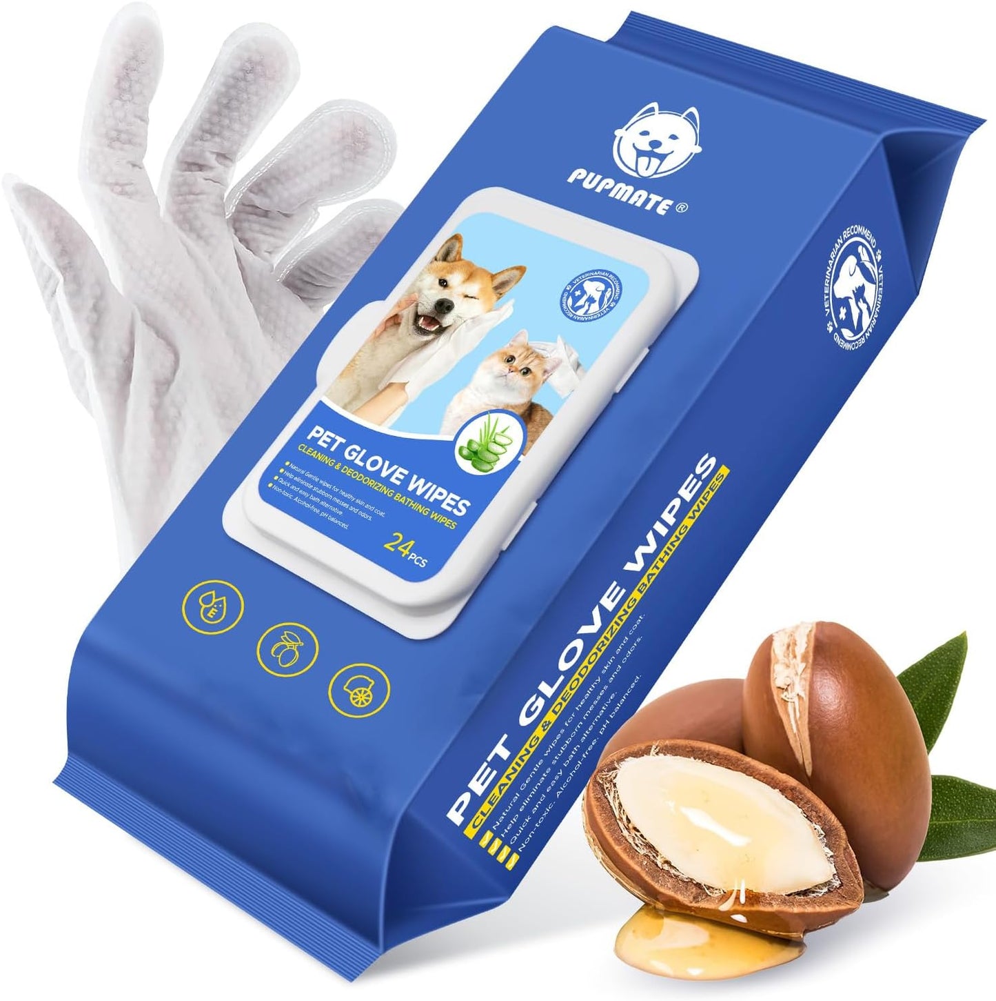 PUPMATE Hypoallergenic Pet Cleaning Gloves - Daily Care & Travel Essential!