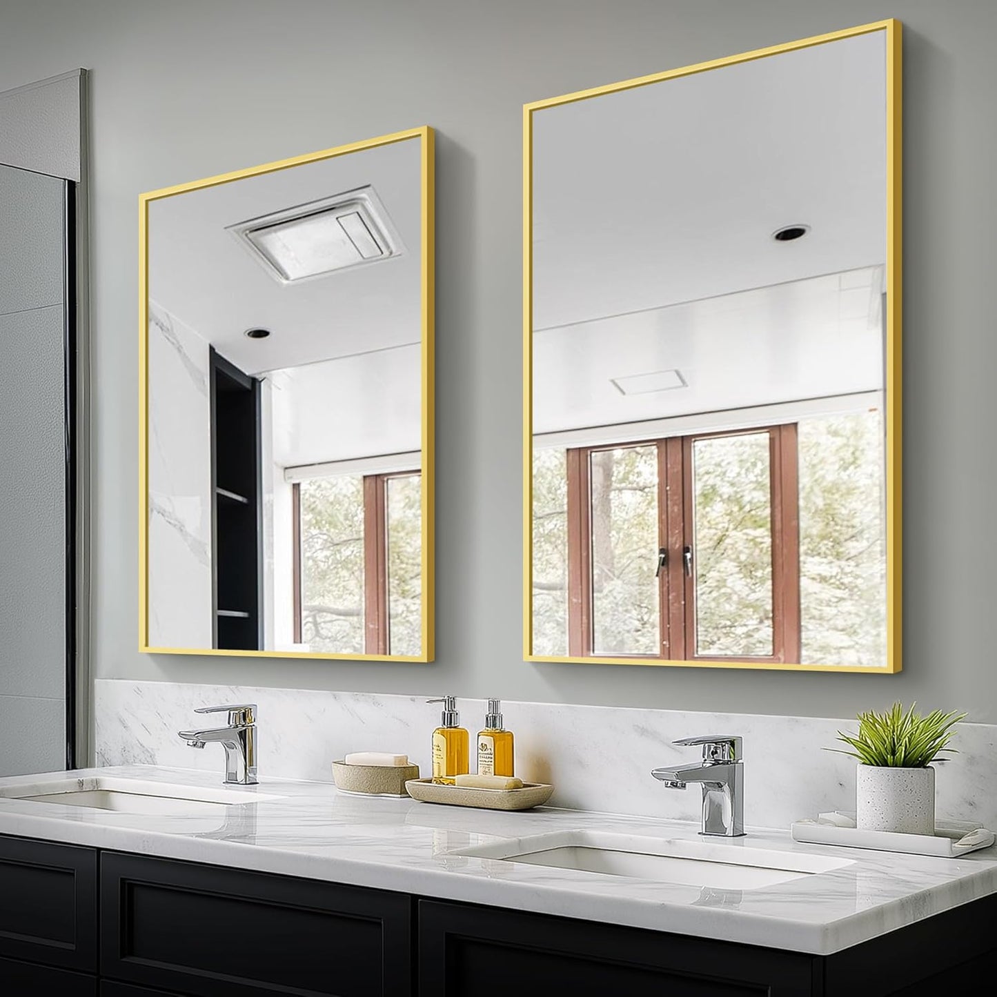 Bathroom Vanity Mirror for Wall, 36x24 Metal Framed Design