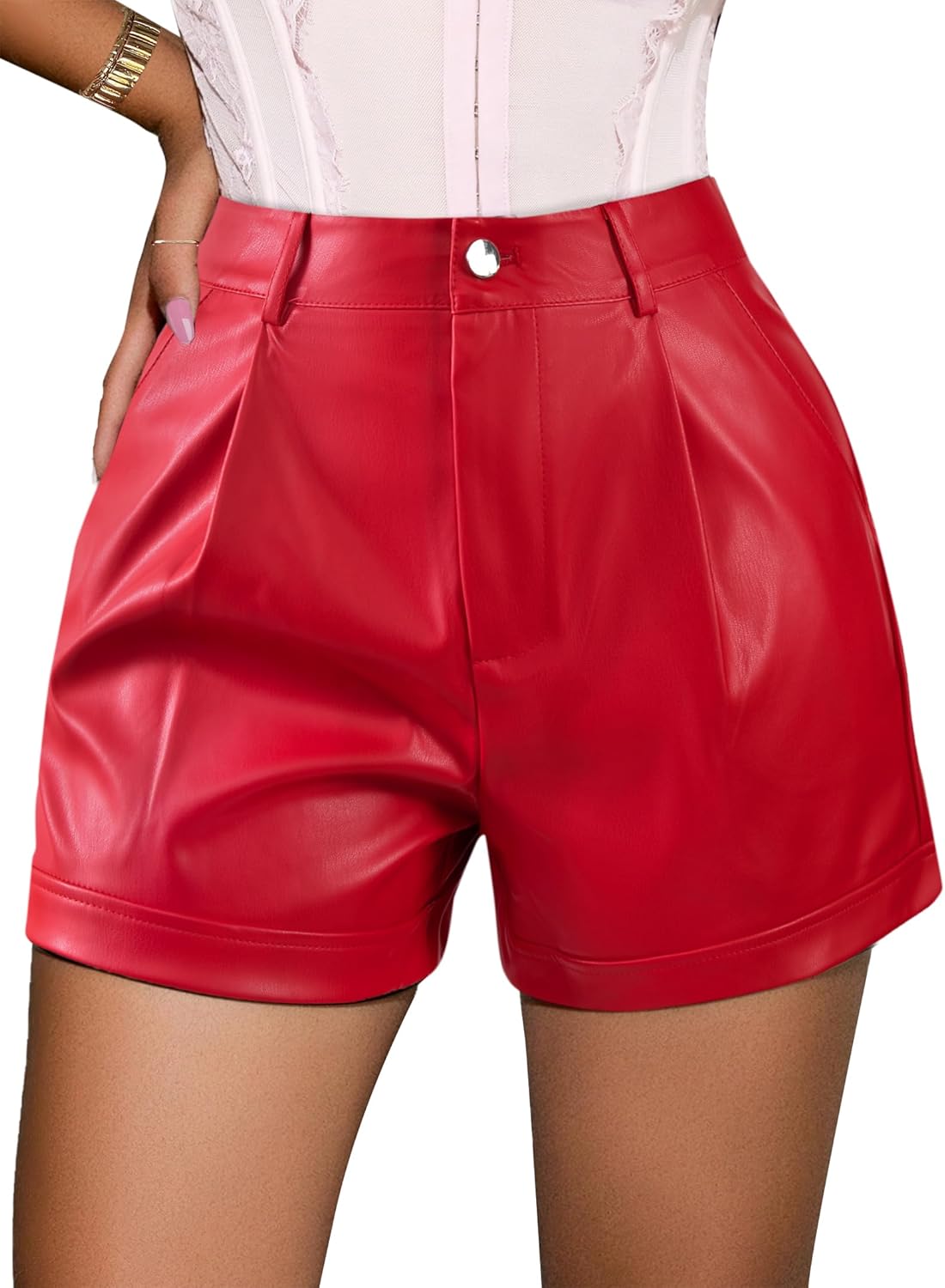 Faux Leather High Waisted Shorts for Women - Casual Style